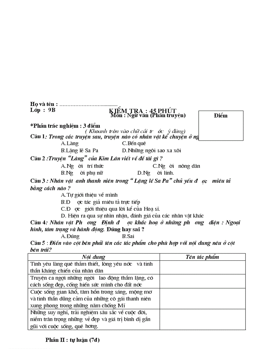 image for page Đề kiểm tra 1 tiết Văn 9