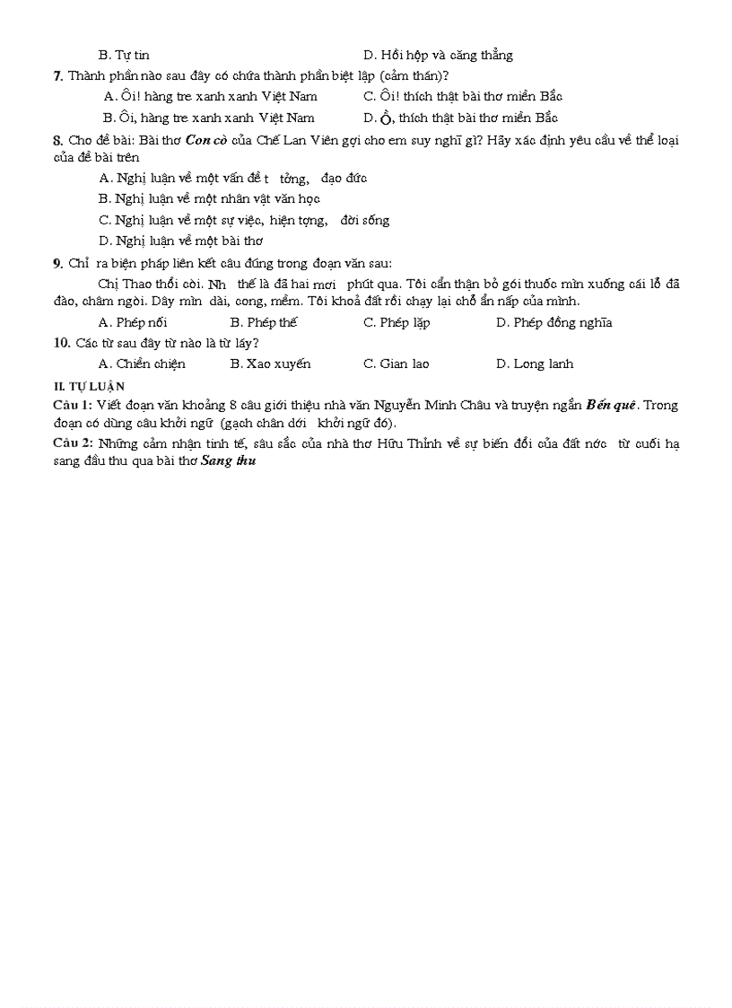 image for page Đề kiểm tra Ngữ văn 9