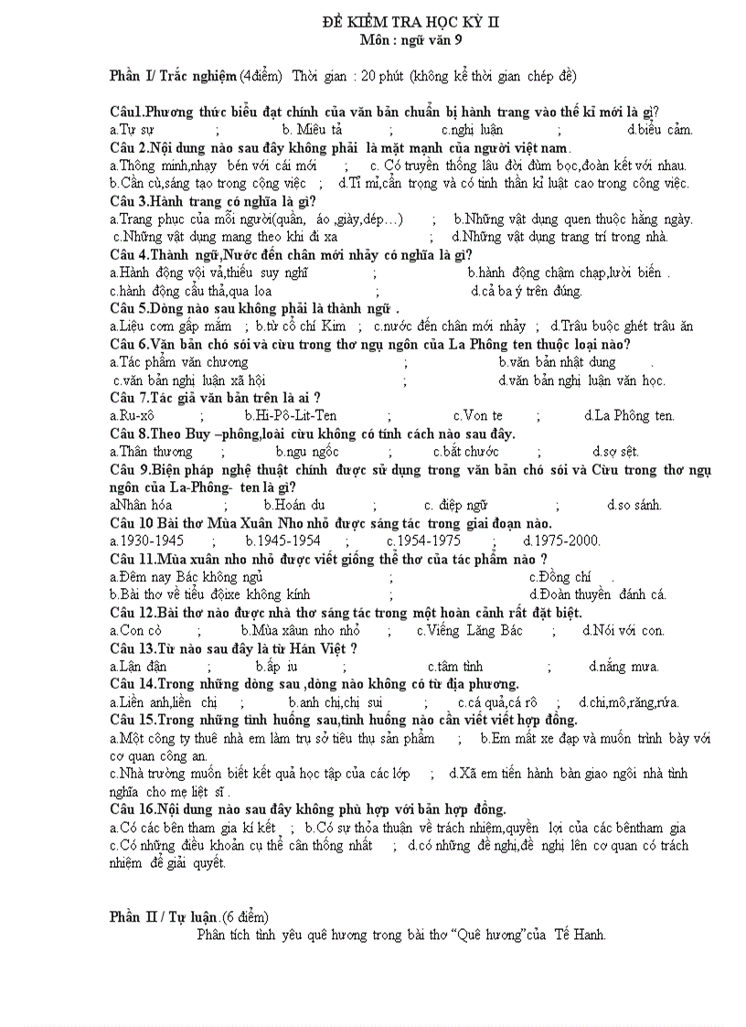 image for page Đề KTHK II Ngữ Văn 9 PDC