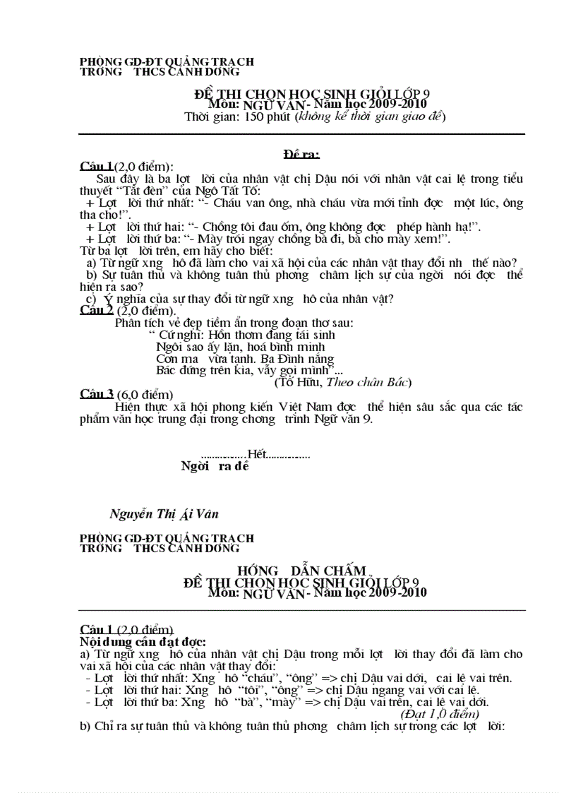 image for page Đề thi HS giỏi ngư văn 9