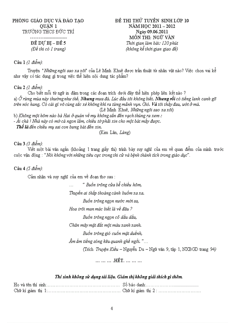 image for page Đề thi thử tuyển sinh 10