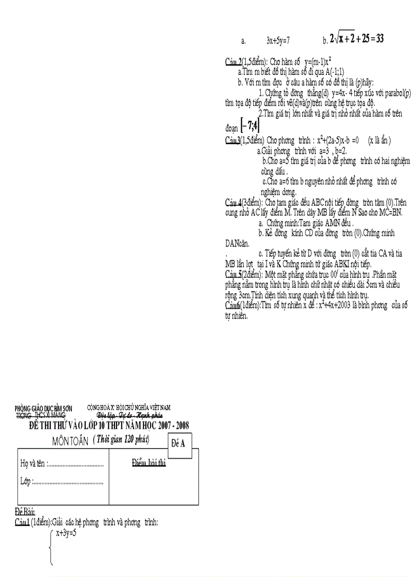 image for page Đề thi thử vào lớp 10