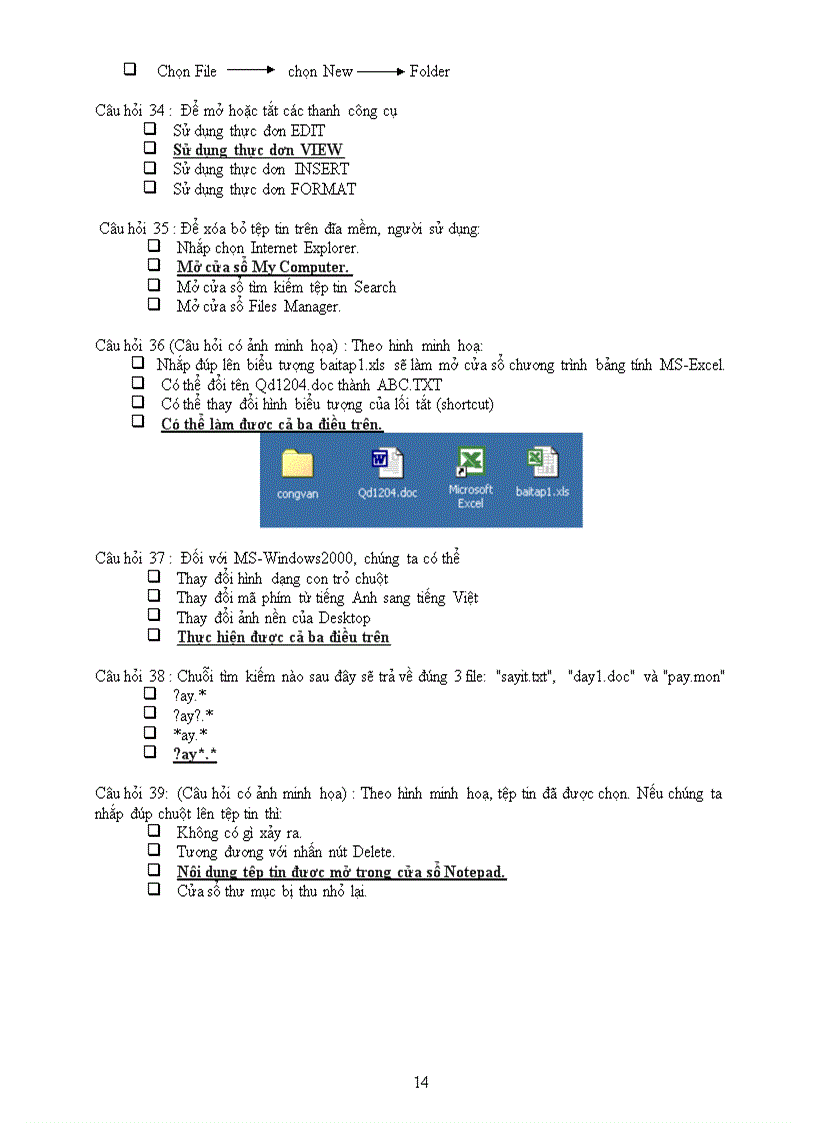 image for page Đề thi trắc nghiệm Tin Cơ bản