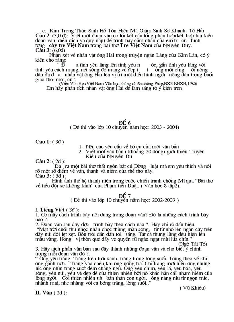 image for page Đề thi vào lớp 10 THPT hay