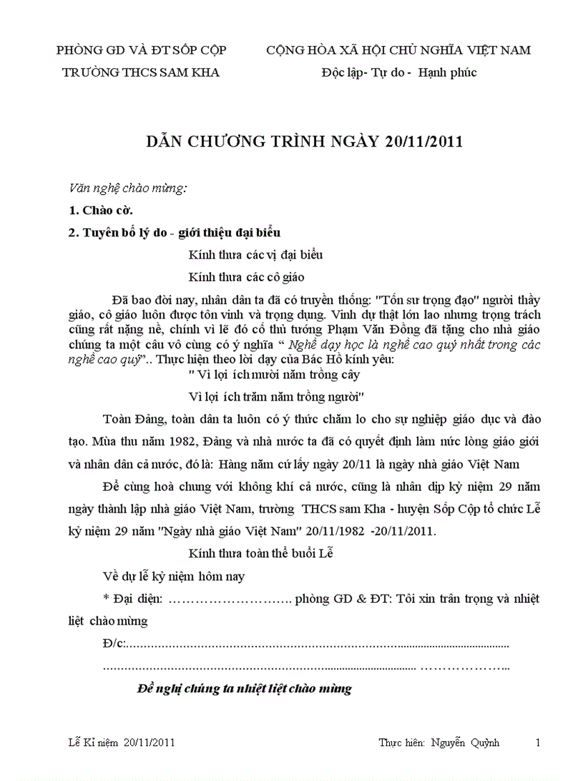 image for page Dẫn chương trình 20 11 1