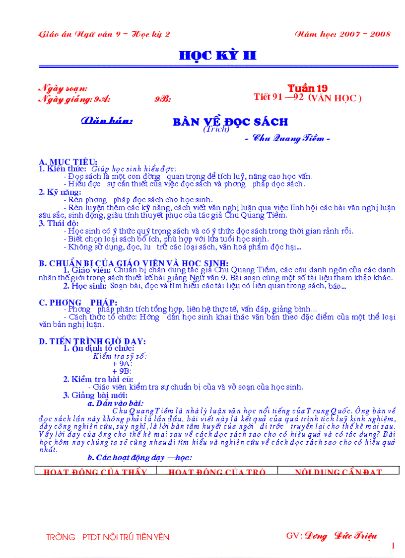 image for page GA Ngữ văn 9 HK II 3 cột Khung bài soạn chuẩn của Bộ