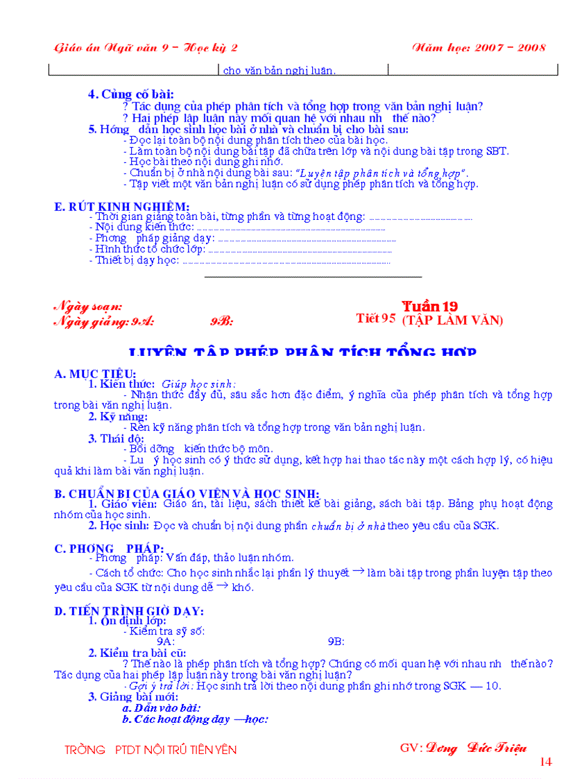 image for page GA Ngữ văn 9 HK II 3 cột Khung bài soạn chuẩn của Bộ