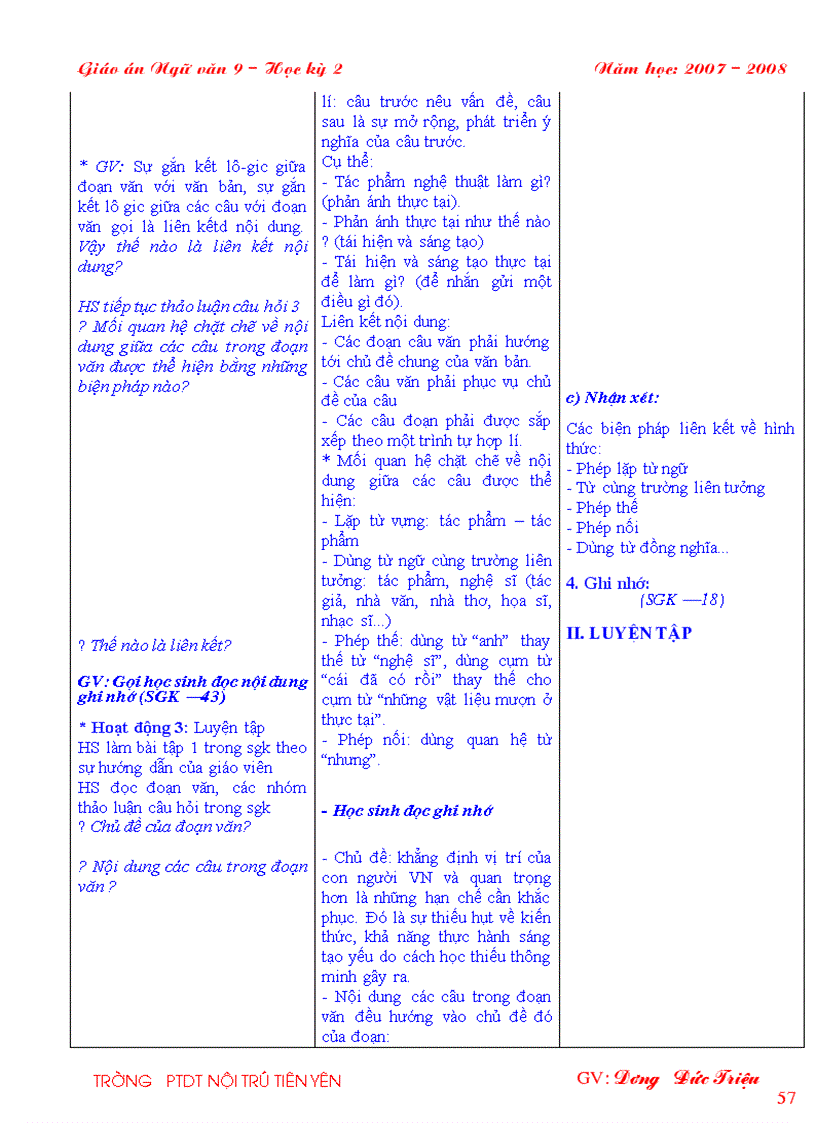 image for page GA Ngữ văn 9 HK II 3 cột Khung bài soạn chuẩn của Bộ