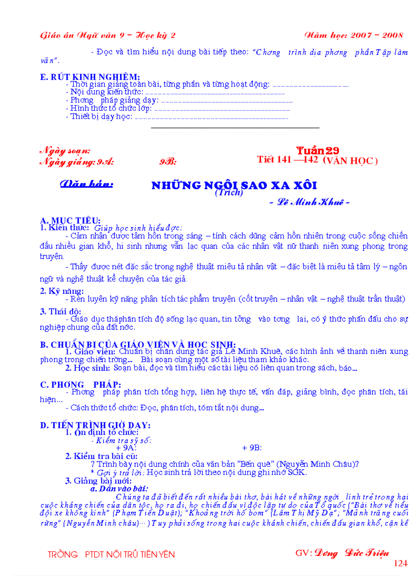 image for page GA Ngữ văn 9 HK II 3 cột Khung bài soạn chuẩn của Bộ