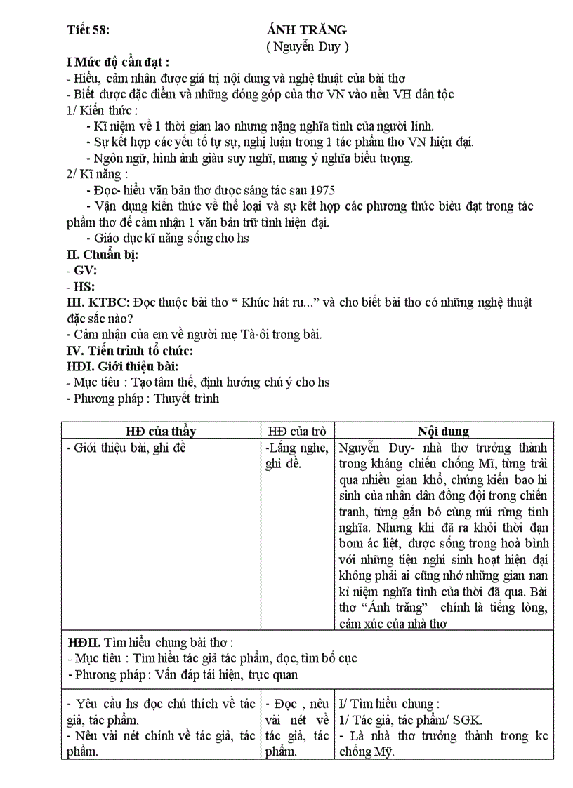 image for page Giáo án 9 chuẩn KTKN 3 cột tiết 58 ĐB