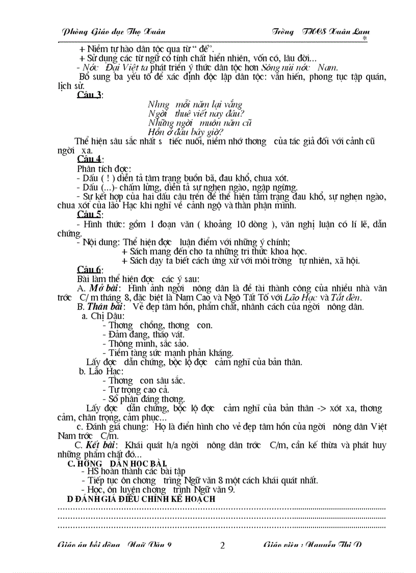 image for page Giáo án bồi dưỡng văn 9