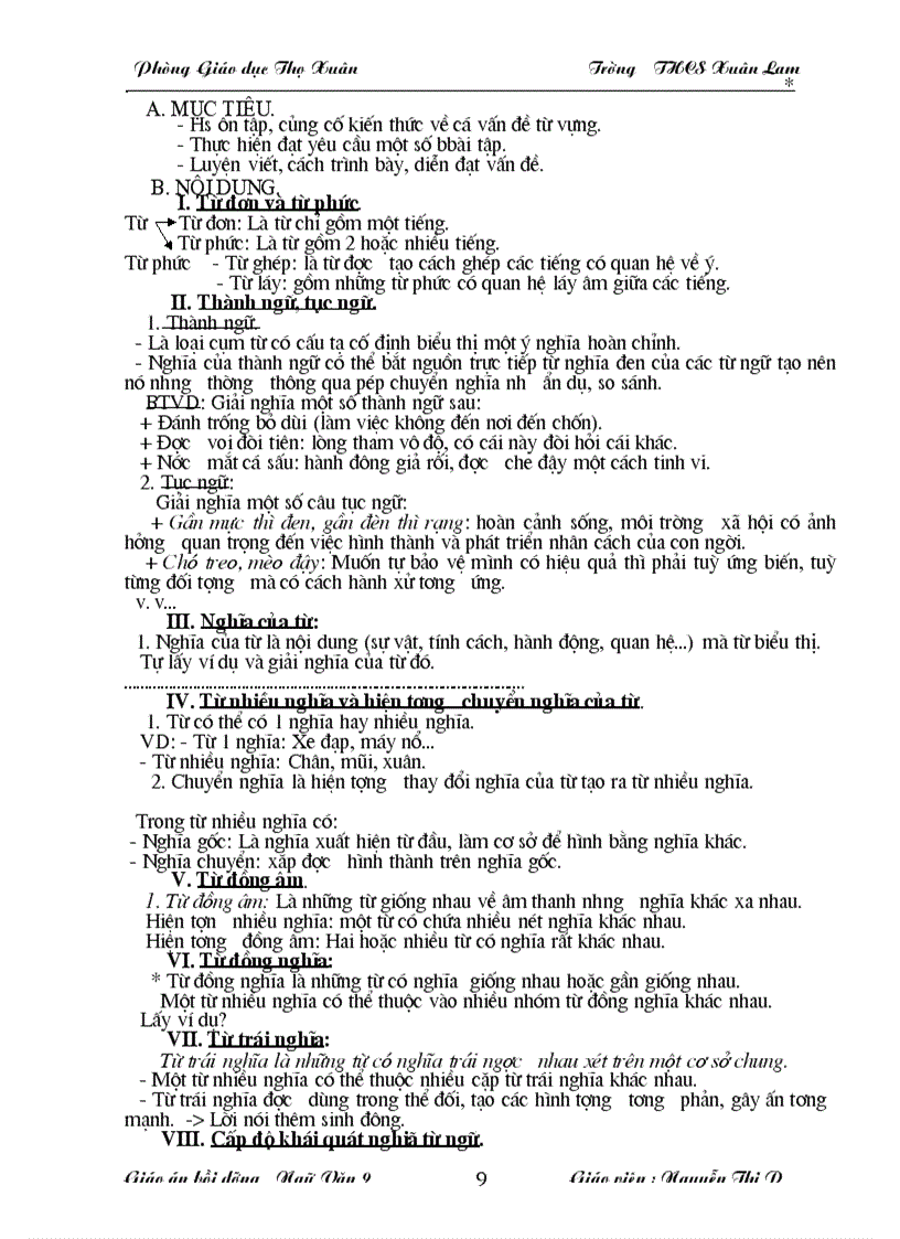 image for page Giáo án bồi dưỡng văn 9