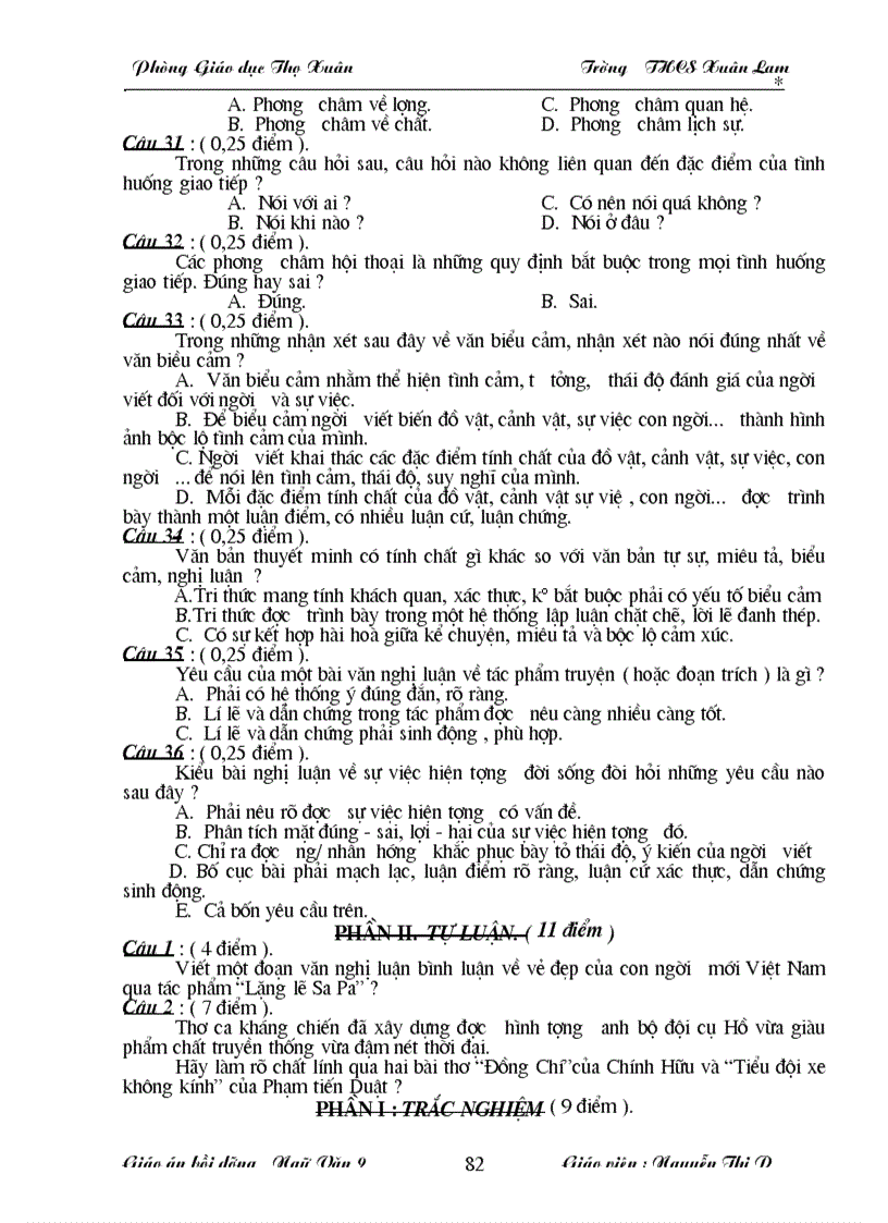 image for page Giáo án bồi dưỡng văn 9