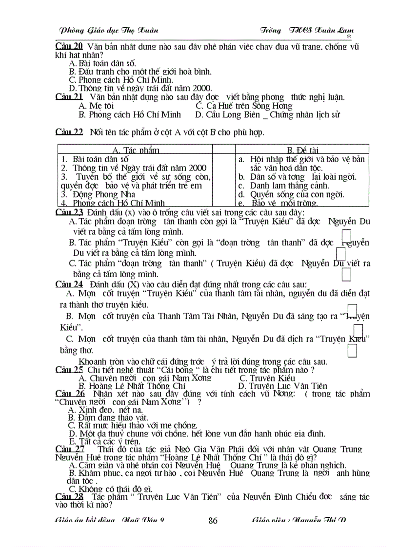 image for page Giáo án bồi dưỡng văn 9