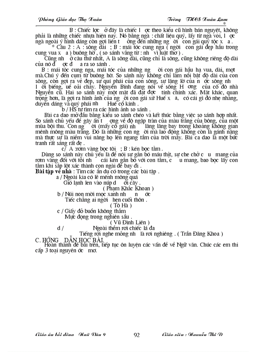 image for page Giáo án bồi dưỡng văn 9