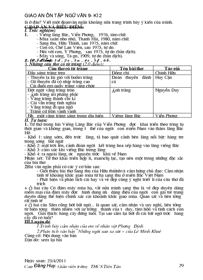 image for page Giáo án dạy thêm ngữ văn 9 kì 2