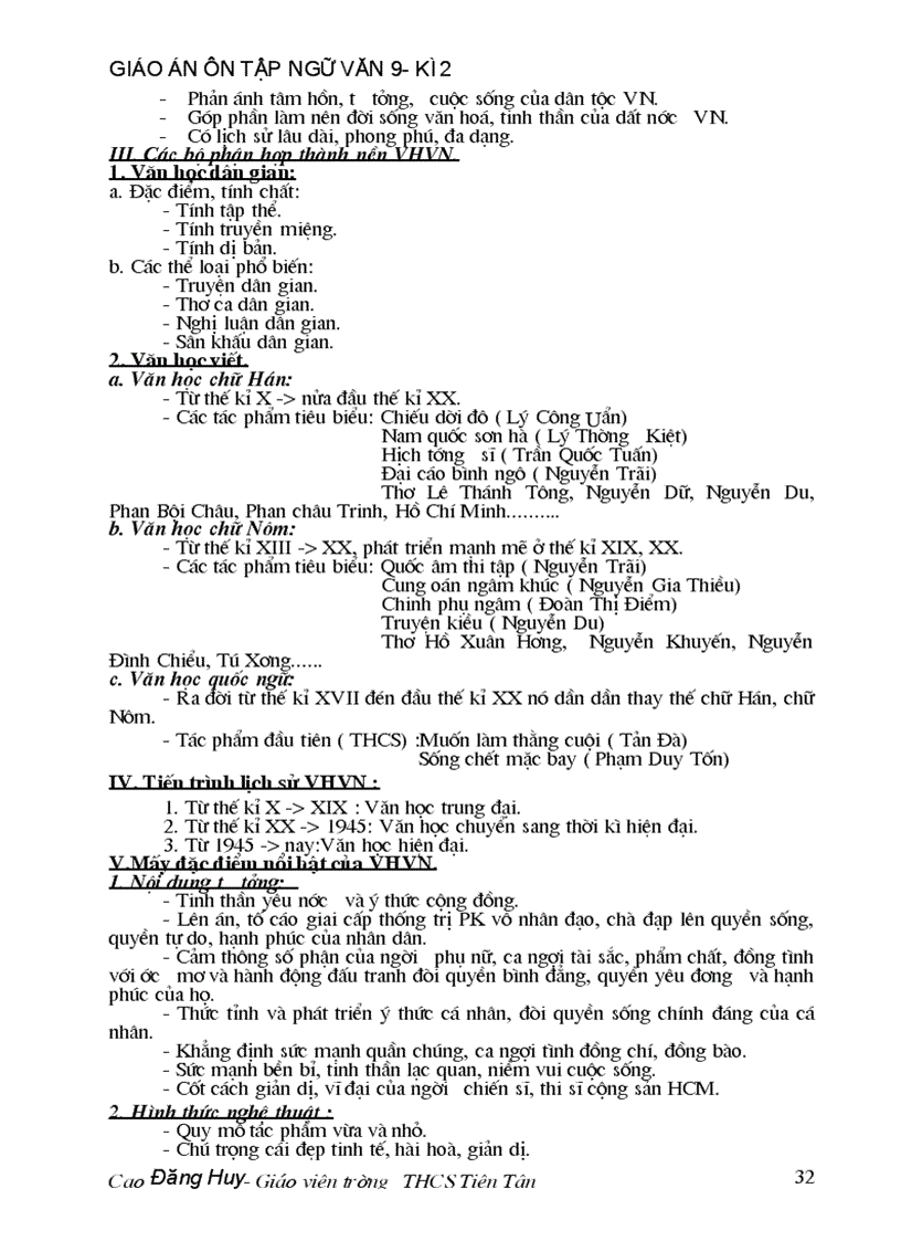 image for page Giáo án dạy thêm ngữ văn 9 kì 2