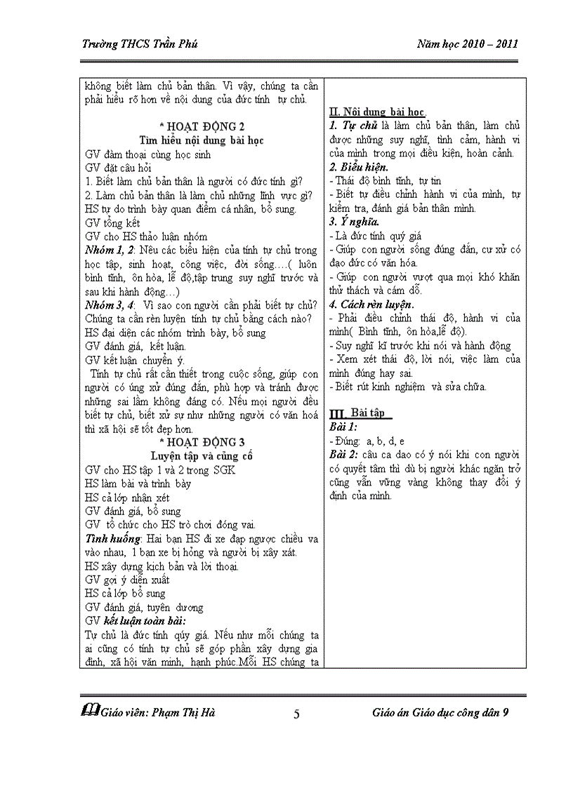 image for page Giáo án GDCD 9 5 bài