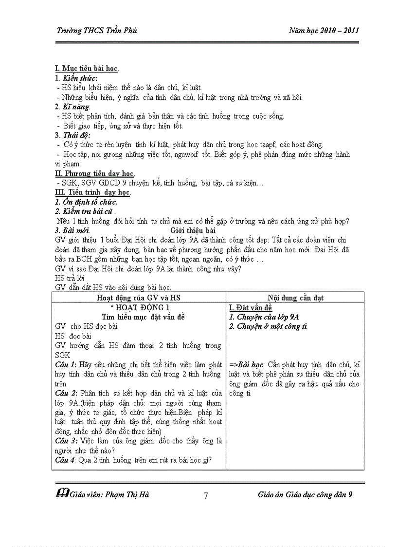 image for page Giáo án GDCD 9 5 bài