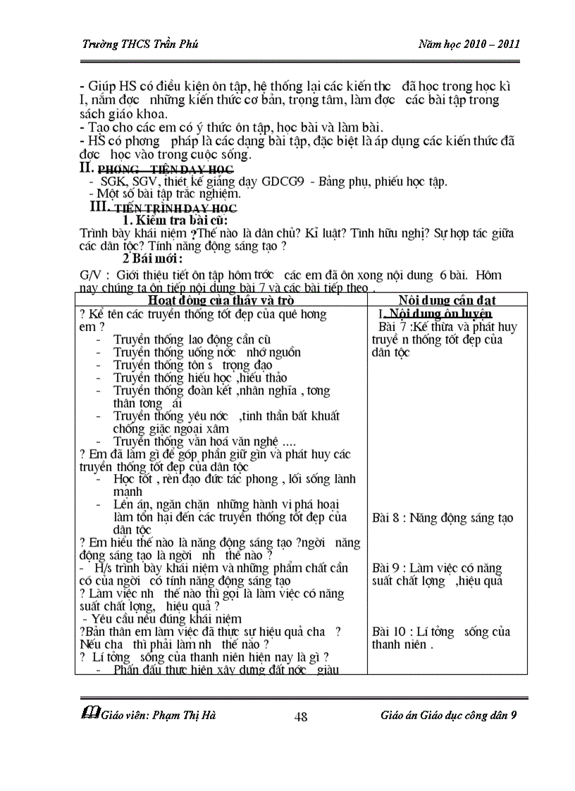 image for page Giáo án GDCD 9 5 bài