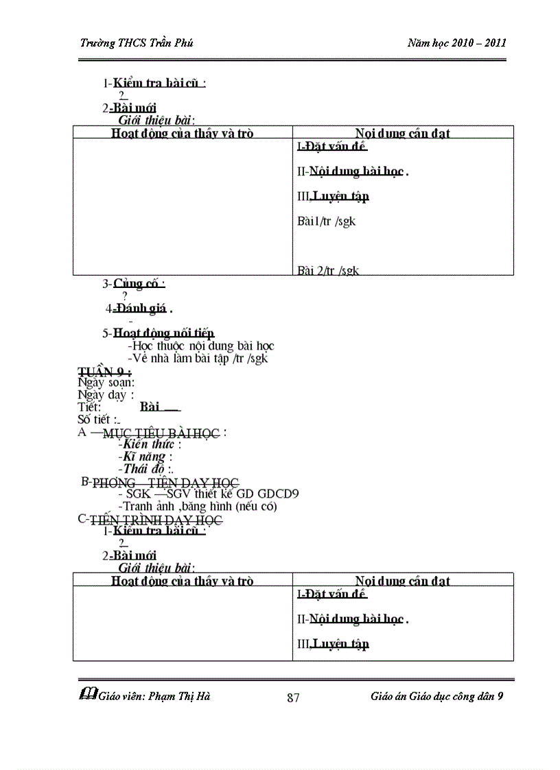 image for page Giáo án GDCD 9 5 bài