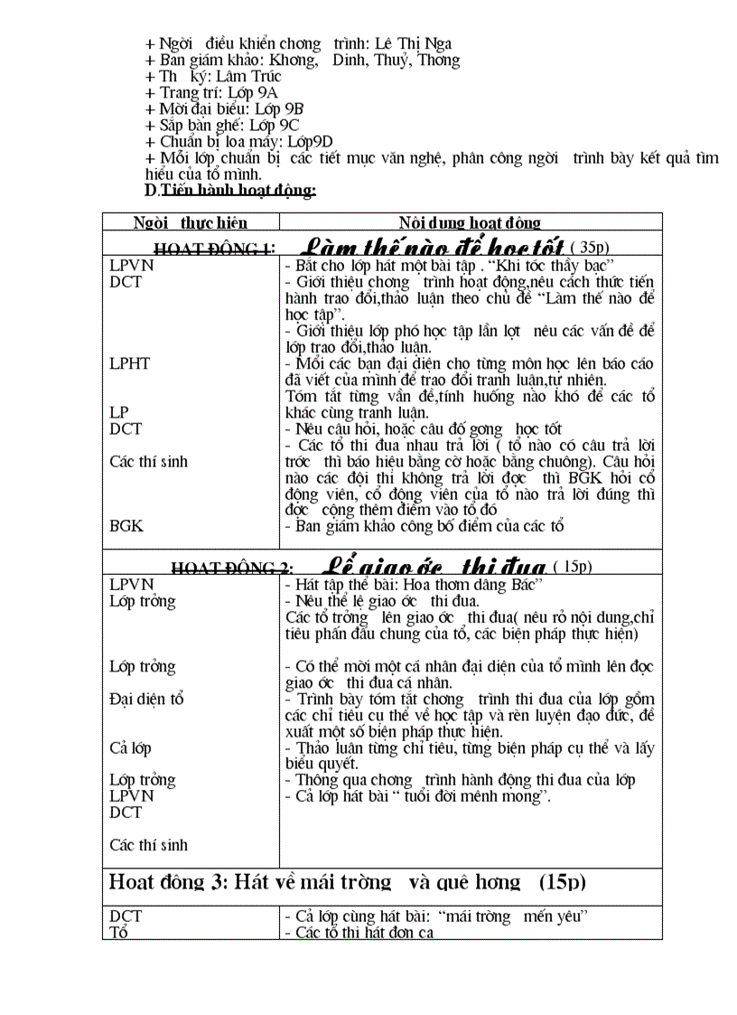 image for page Giáo án hoạt động ngoài giờ lên lớp