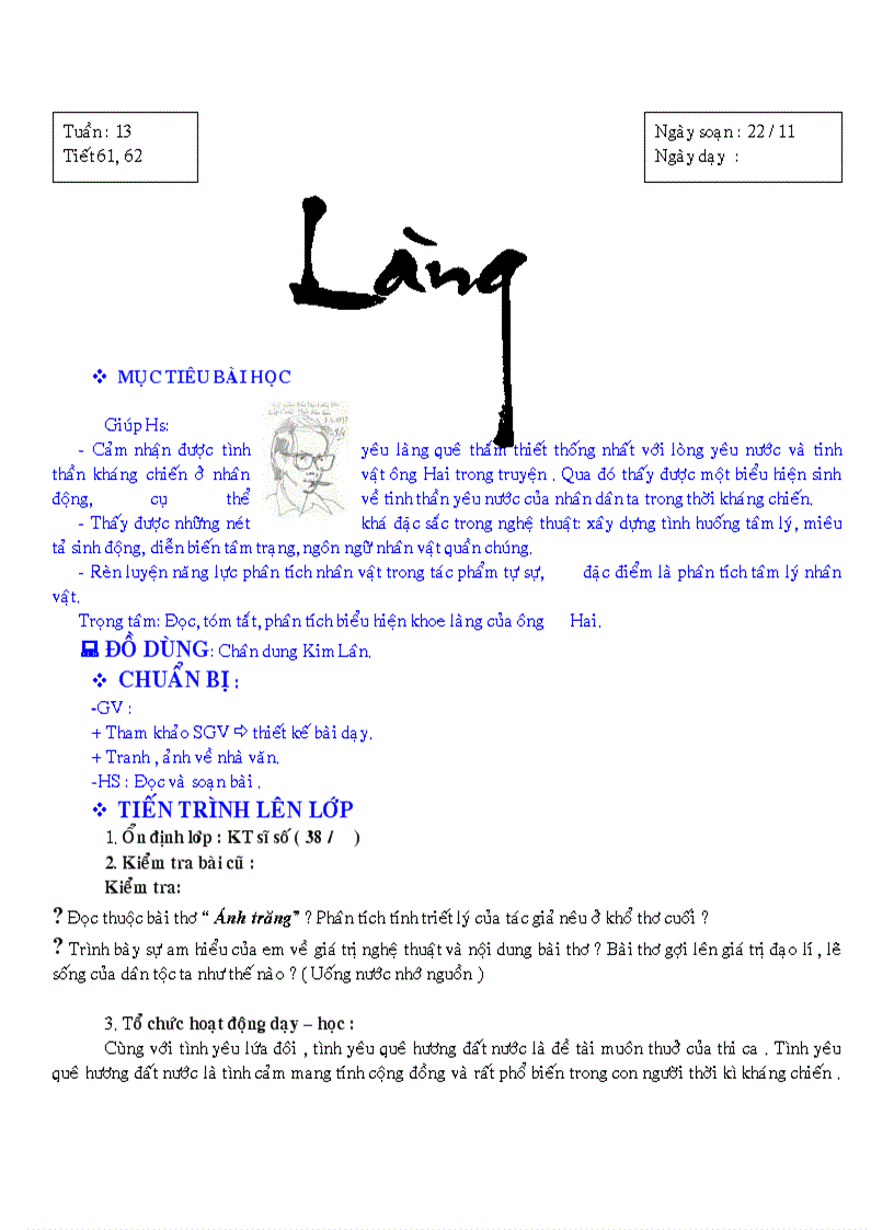 image for page Giáo án Làng Kim Lân