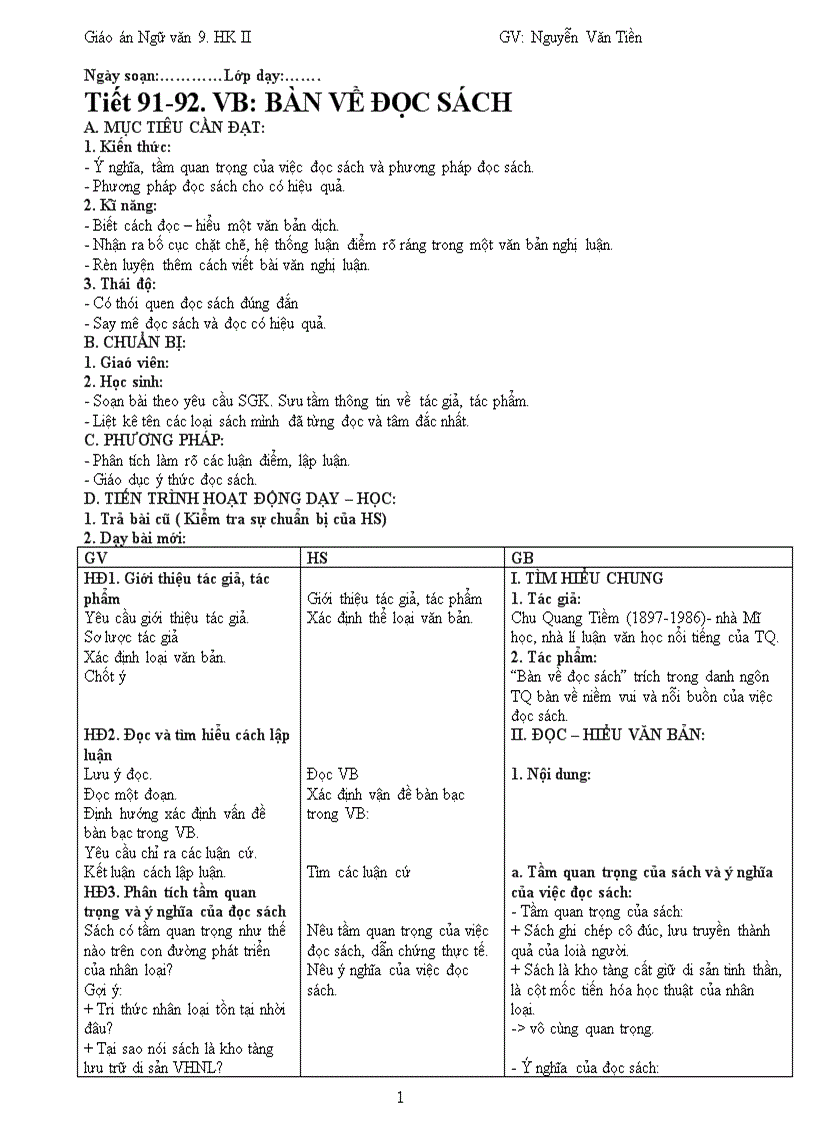 image for page Giáo án ngữ văn 9 3 cột CKTKN