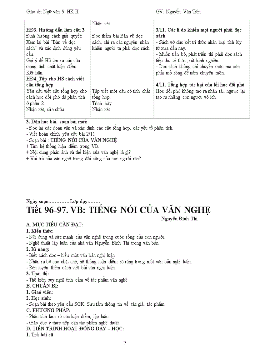 image for page Giáo án ngữ văn 9 3 cột CKTKN