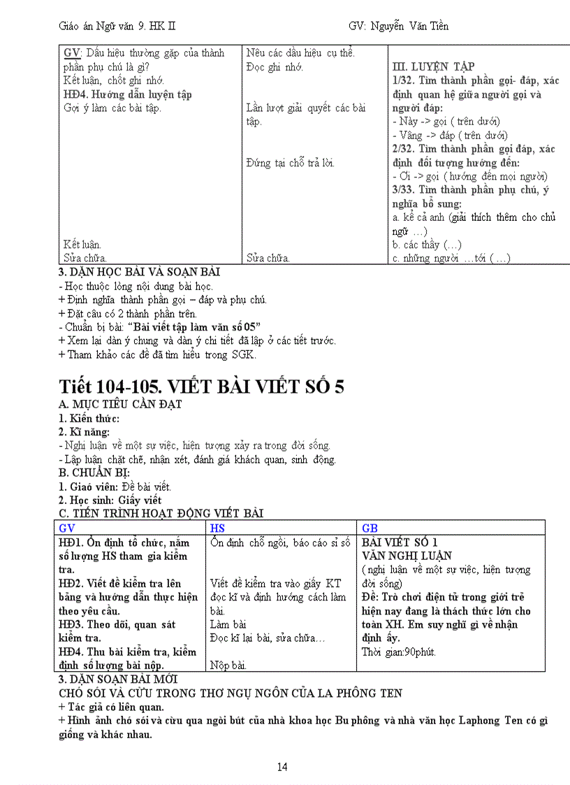 image for page Giáo án ngữ văn 9 3 cột CKTKN