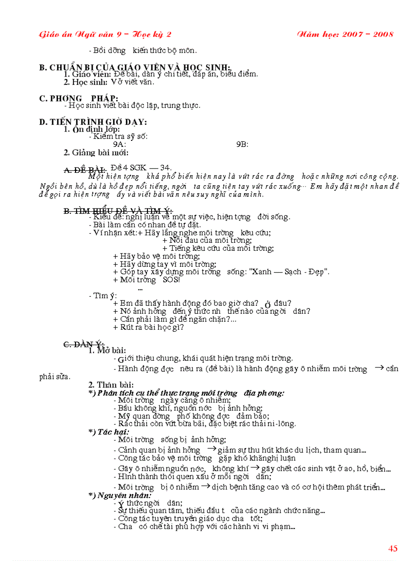 image for page Giáo án Ngữ văn 9 3 cột HK 2 quyển 1