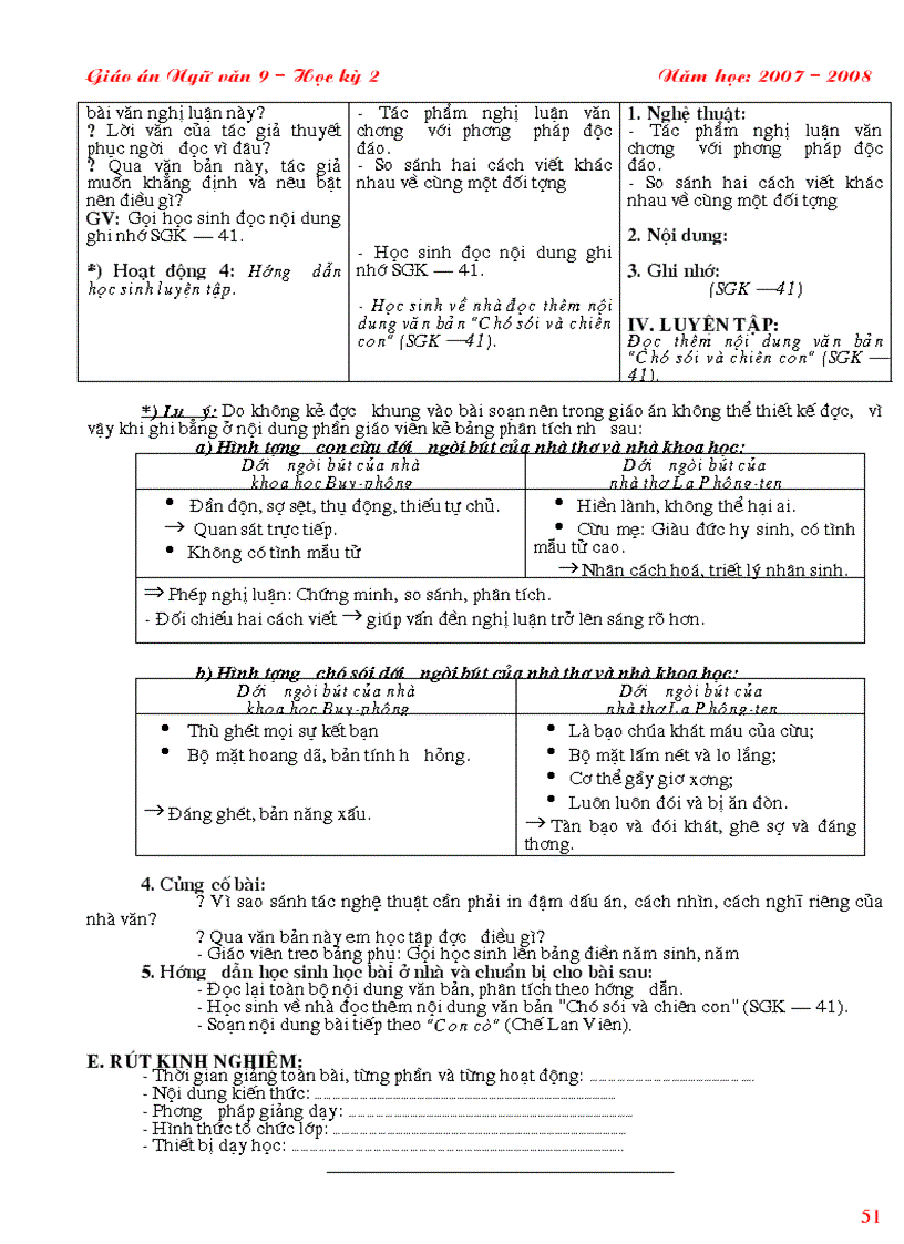 image for page Giáo án Ngữ văn 9 3 cột HK 2 quyển 1