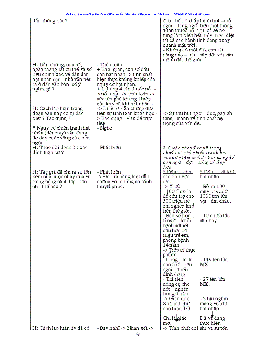 image for page Giáo án Ngữ Văn 9 cả năm 3cột