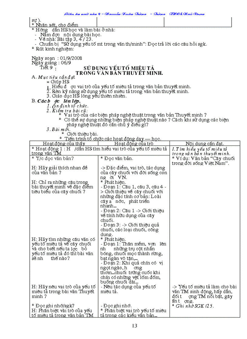 image for page Giáo án Ngữ Văn 9 cả năm 3cột