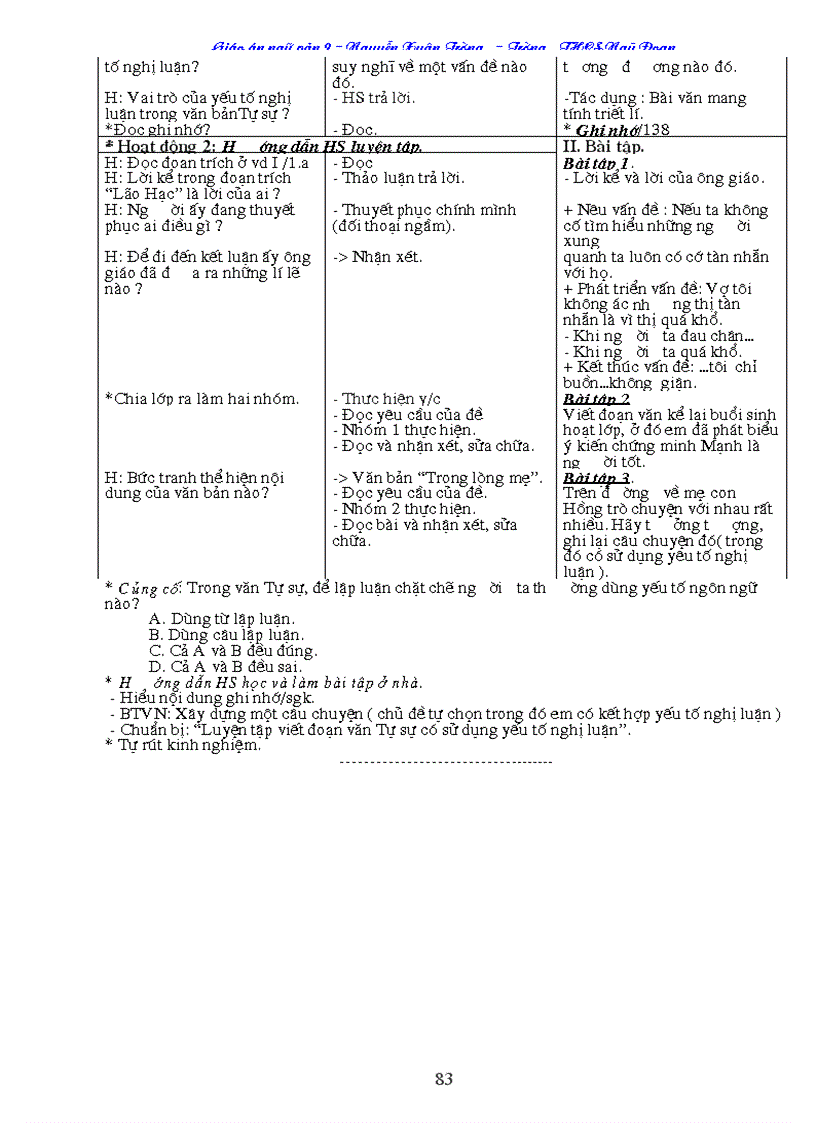 image for page Giáo án Ngữ Văn 9 cả năm 3cột