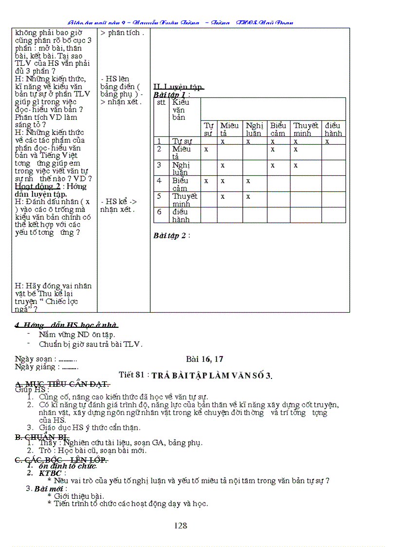 image for page Giáo án Ngữ Văn 9 cả năm 3cột