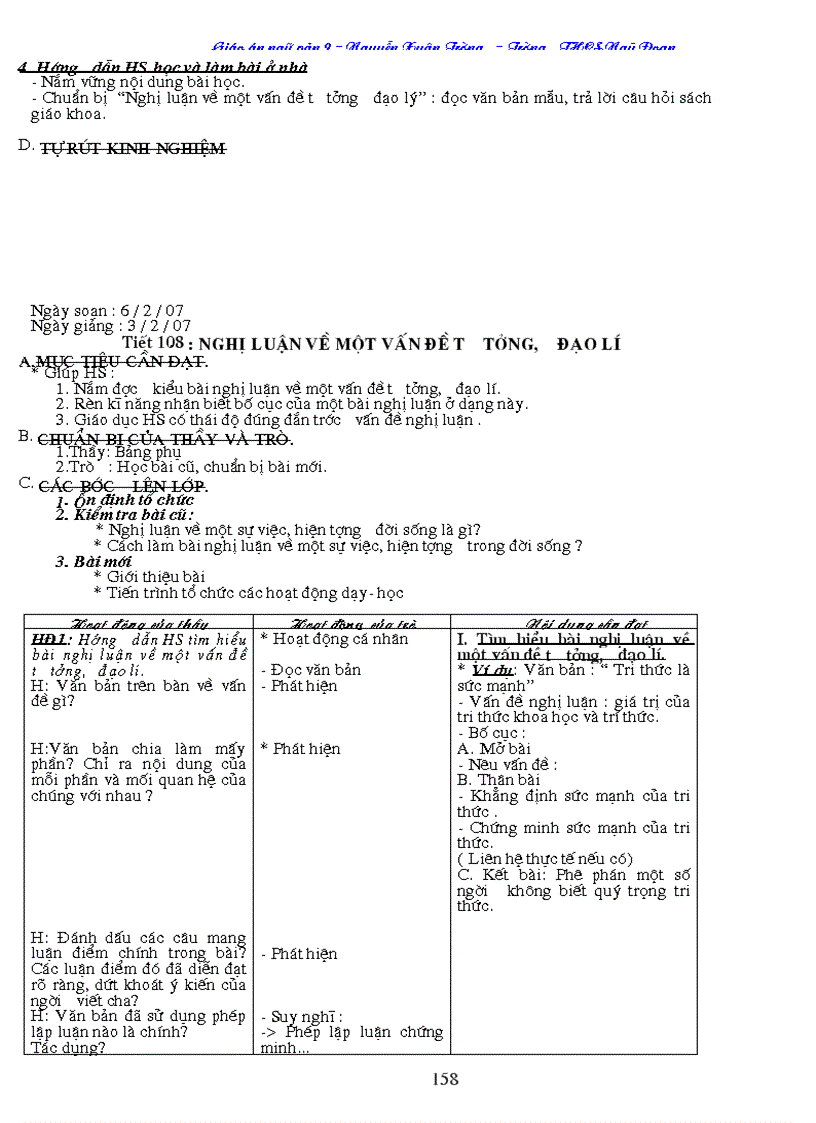 image for page Giáo án Ngữ Văn 9 cả năm 3cột