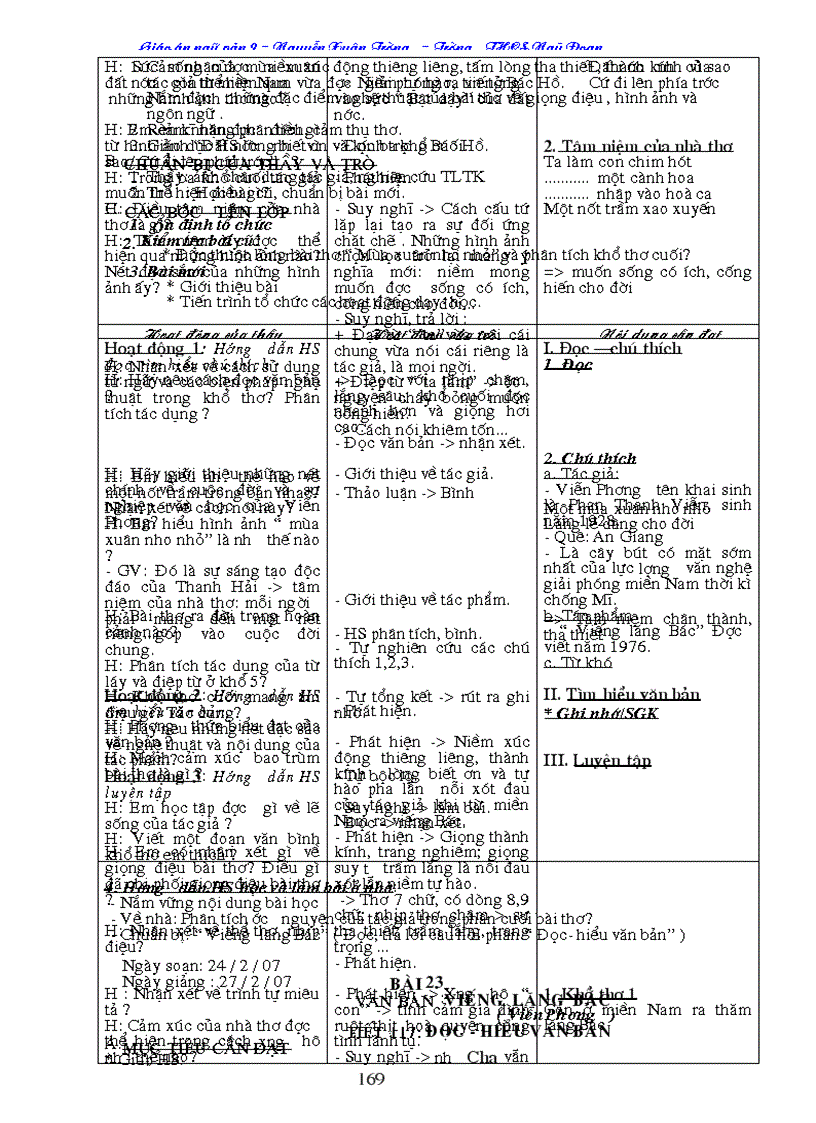 image for page Giáo án Ngữ Văn 9 cả năm 3cột