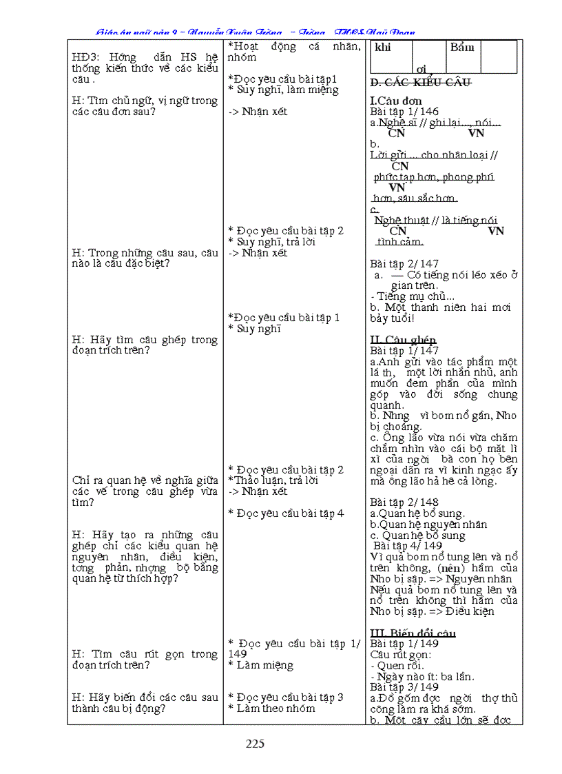 image for page Giáo án Ngữ Văn 9 cả năm 3cột