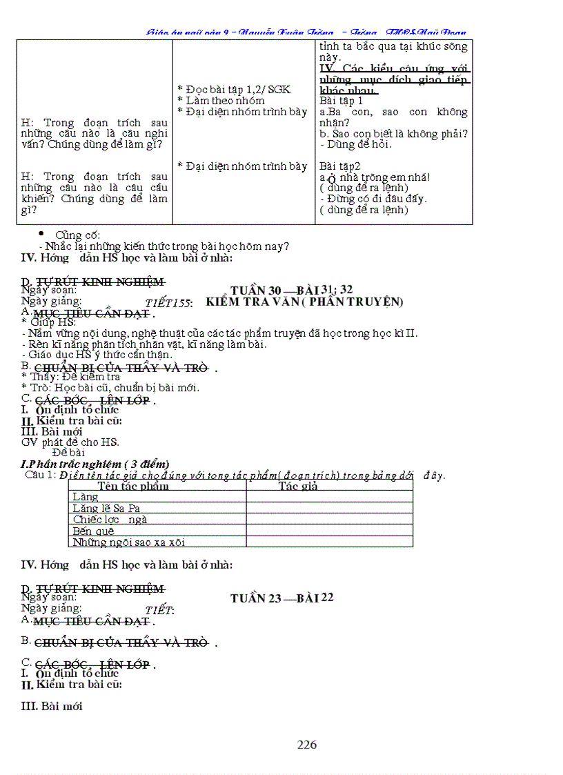 image for page Giáo án Ngữ Văn 9 cả năm 3cột