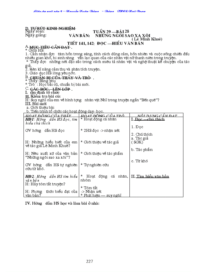 image for page Giáo án Ngữ Văn 9 cả năm 3cột