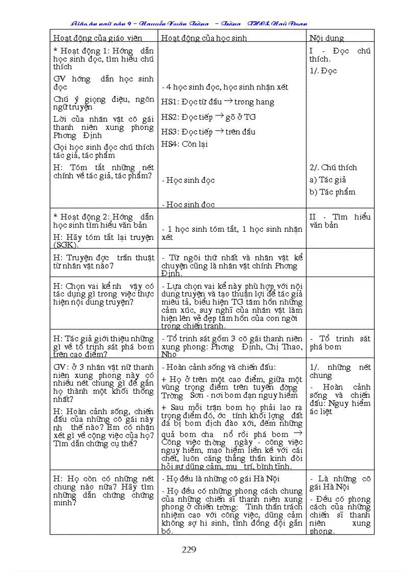 image for page Giáo án Ngữ Văn 9 cả năm 3cột