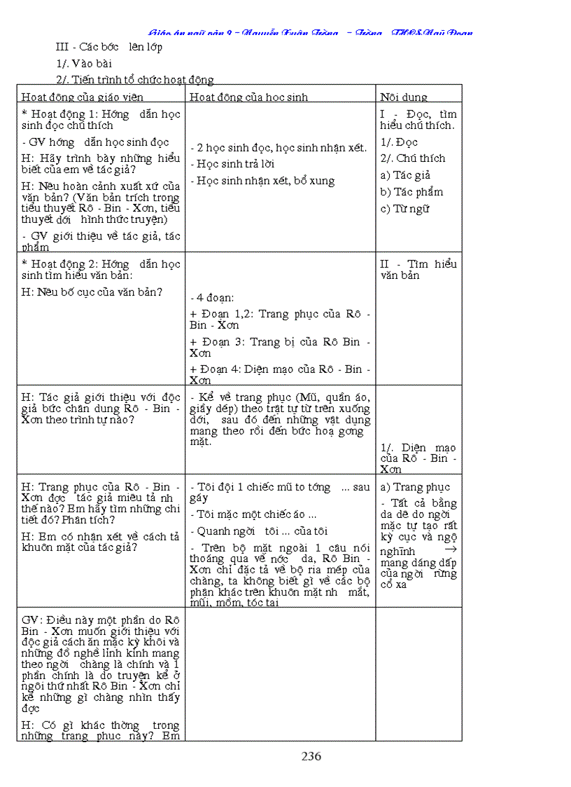 image for page Giáo án Ngữ Văn 9 cả năm 3cột