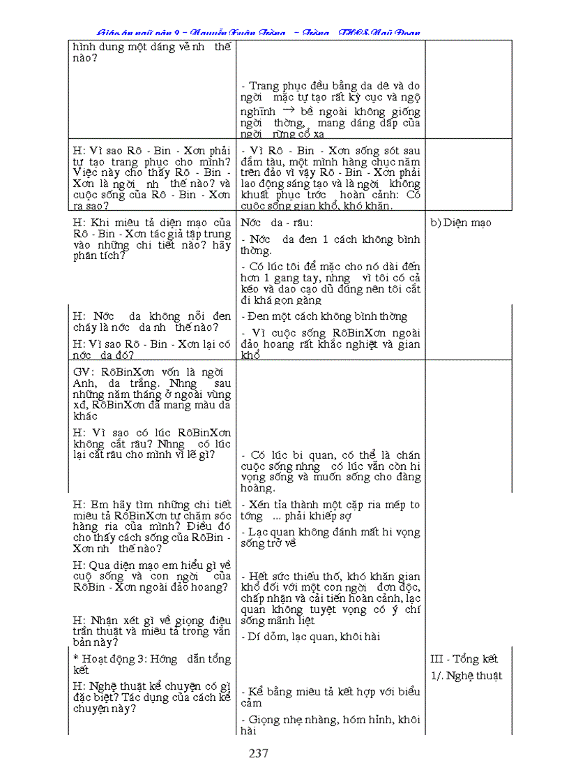 image for page Giáo án Ngữ Văn 9 cả năm 3cột