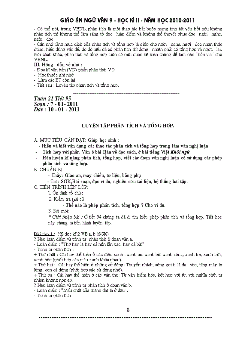 image for page Giáo án ngữ văn 9 HK II