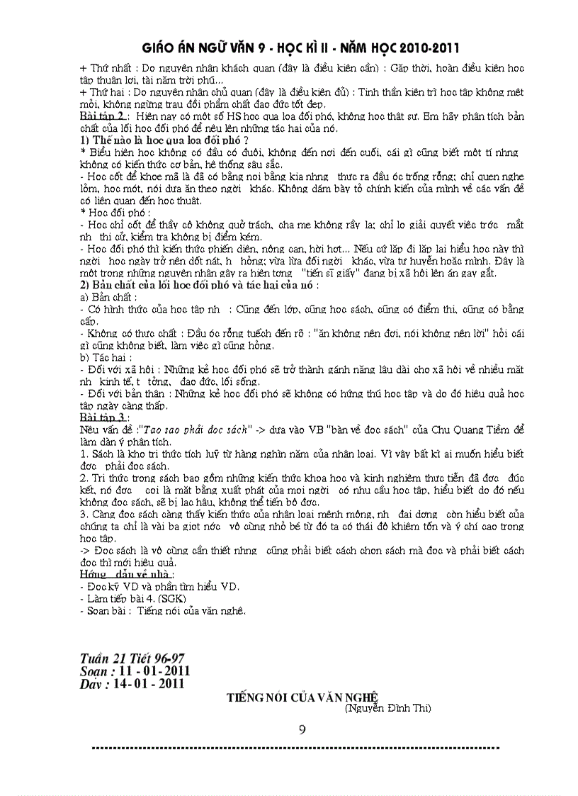 image for page Giáo án ngữ văn 9 HK II