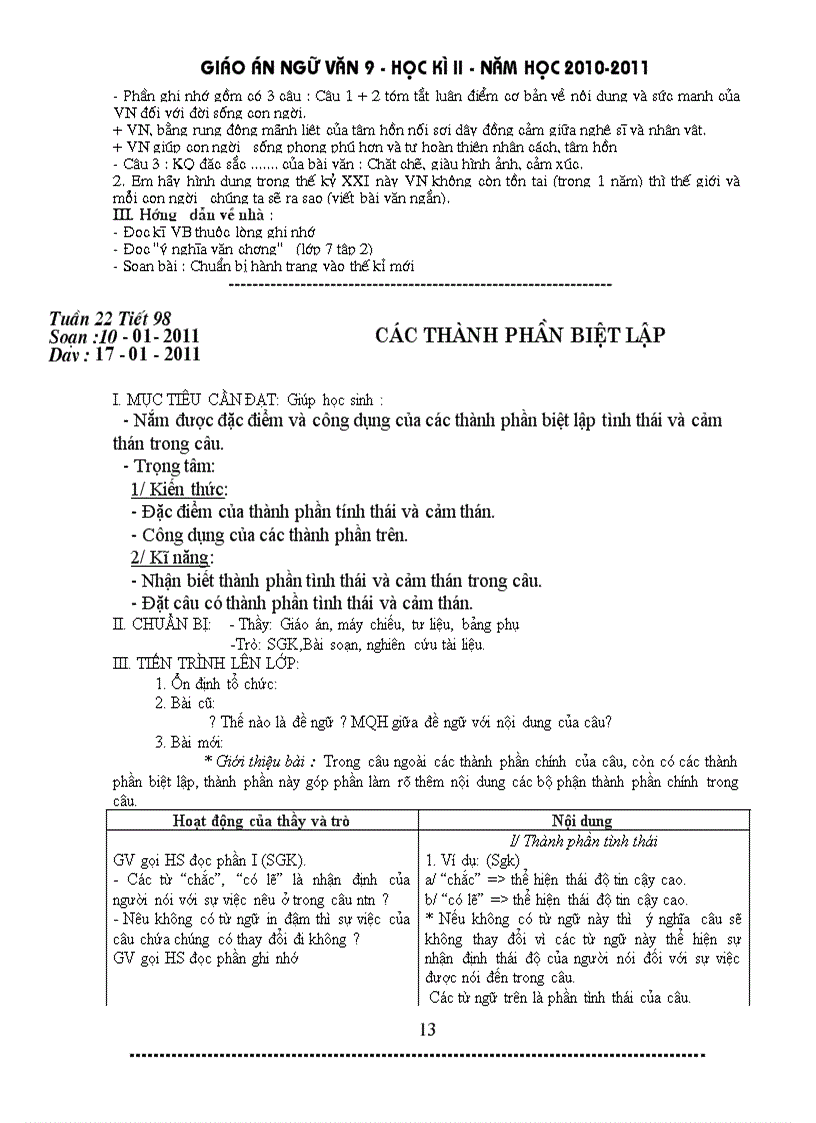 image for page Giáo án ngữ văn 9 HK II