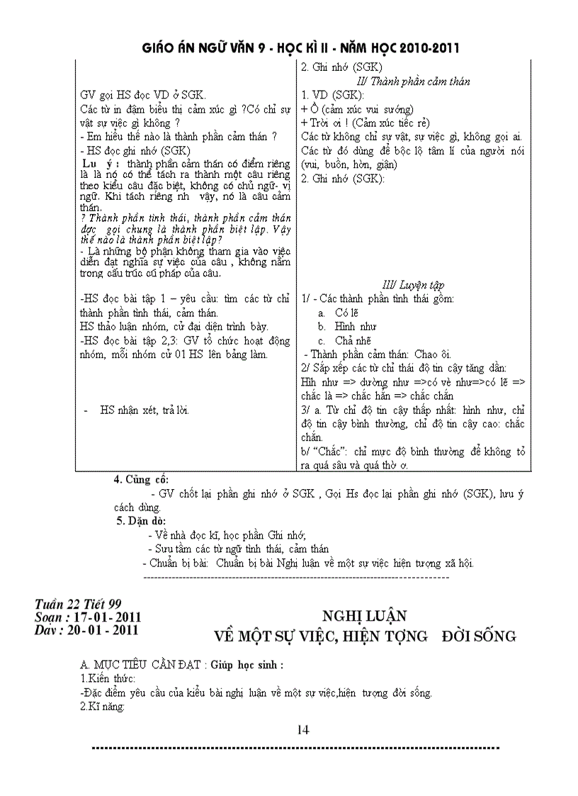 image for page Giáo án ngữ văn 9 HK II