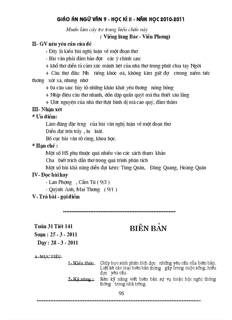 image for page Giáo án ngữ văn 9 HK II