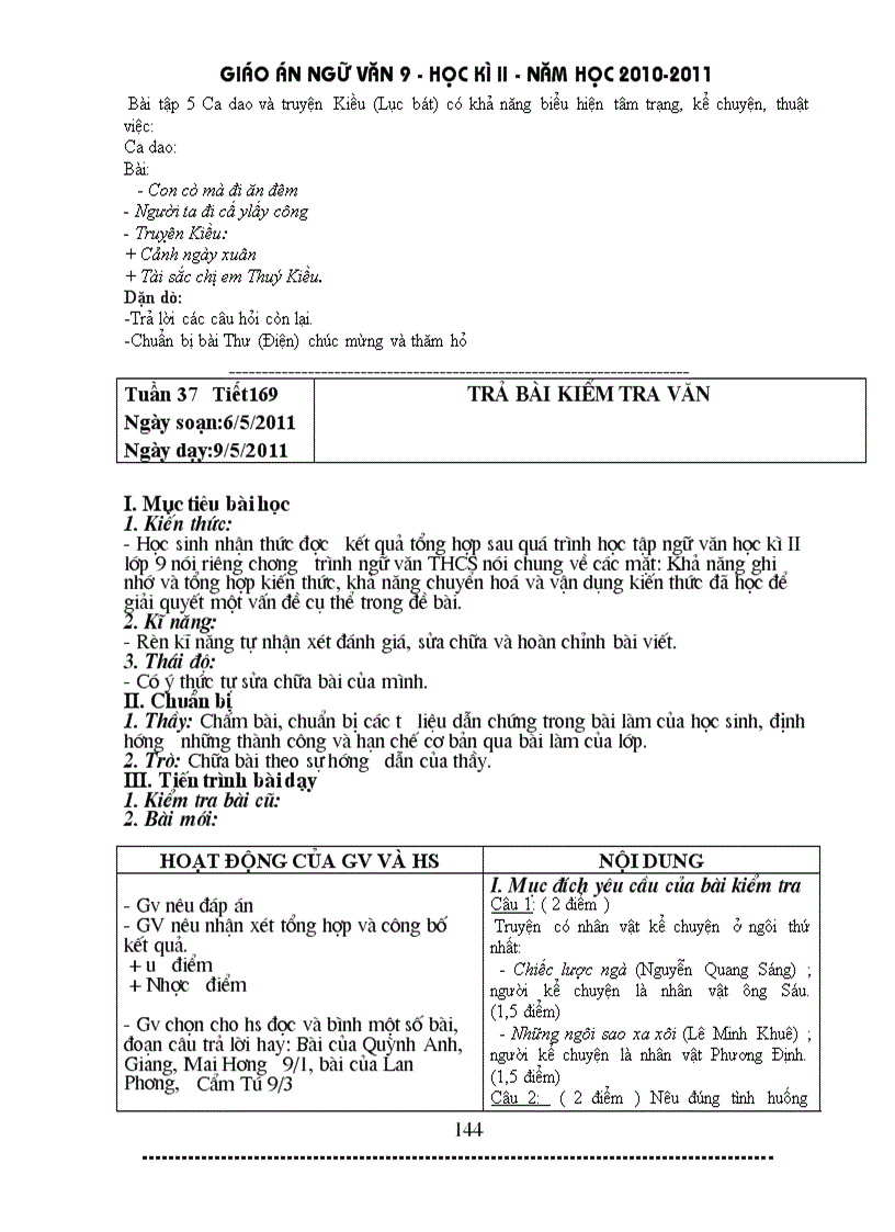 image for page Giáo án ngữ văn 9 HK II